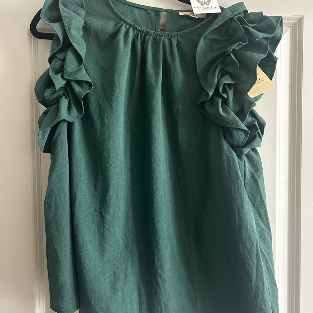 Entro Green Ruffled Blouse